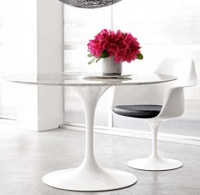 Mesa Saarinen Tulipa Jantar Redonda 90cm Carrara Venatino