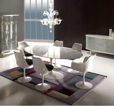 Mesa Saarinen Tulipa Jantar Oval (100X180x73cm) Carrara Venatino