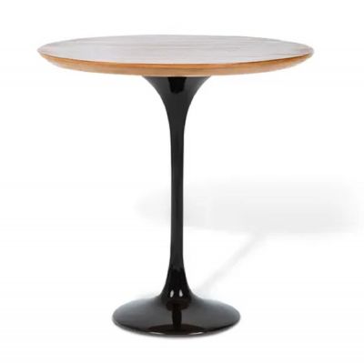 Mesa Lateral Saarinen redonda 51cm Madeira Freijo base Preta