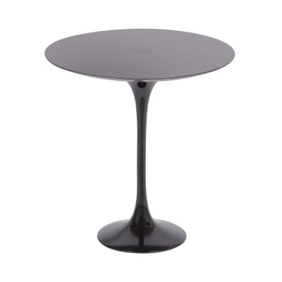 Mesa Lateral Saarinen redonda 41cm Preto Absoluto base Preta