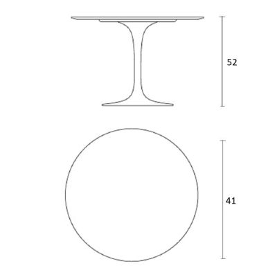 Mesa Lateral Saarinen redonda 41cm Preto Absoluto base Preta