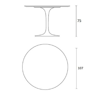 Mesa de jantar Tulipa Saarinen Redonda 107cm 4 lugares Preto Absoluto base Preta