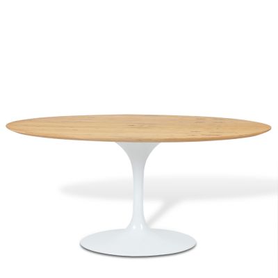 Mesa de jantar Tulipa Saarinen Oval 137x244cm de 8 a 10 lugares madeira Freijo base Branca