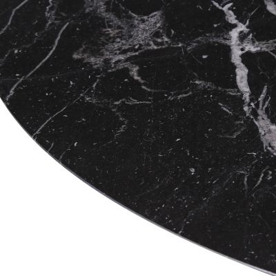 Mesa de jantar Tulipa Saarinen Oval 122x235cm de 6 a 8 lugares mrmore Nero Marquina base Preta