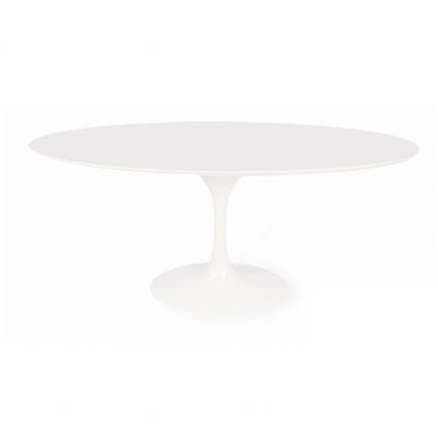 Mesa de jantar Tulipa Saarinen Oval 90x160cm de 4 a 6 lugares mrmore Nanoglass base Branca