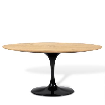 Mesa de jantar Tulipa Saarinen Oval 122x198cm de 6 a 8 lugares Madeira Freijo base Preta