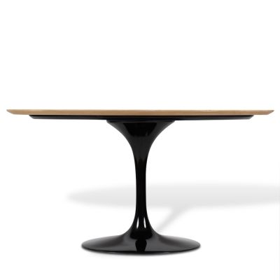 Mesa de jantar Tulipa Saarinen Oval 122x198cm de 6 a 8 lugares Madeira Freijo base Preta