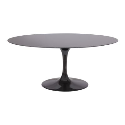 Mesa de jantar Tulipa Saarinen Oval 122x198cm de 6 a 8 lugares mrmore Sao Gabriel base Preta