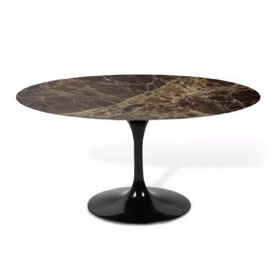 Mesa de jantar Tulipa Saarinen Oval 100x180cm de 4 a 6 lugares mrmore Imperial base Preta