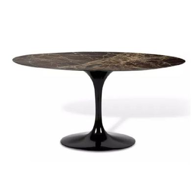 Mesa de jantar Tulipa Saarinen Oval 100x180cm de 4 a 6 lugares mrmore Imperial base Preta