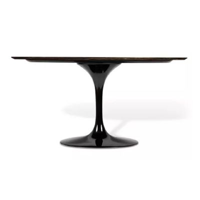 Mesa de jantar Tulipa Saarinen Oval 100x180cm de 4 a 6 lugares mrmore Imperial base Preta