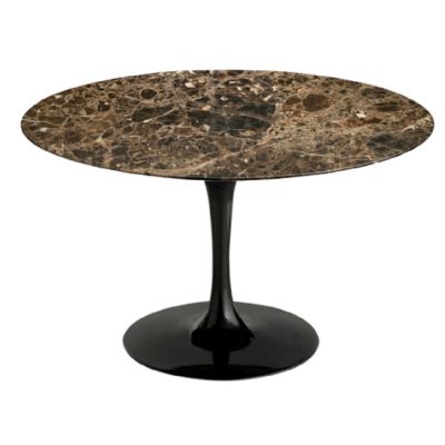 Mesa de jantar Tulipa Saarinen Redonda 124cm 6 lugares mrmore Imperial base Preta