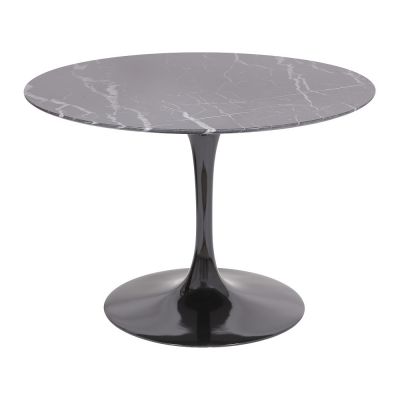 Mesa de jantar Tulipa Saarinen Redonda 124cm 6 lugares mmore Nero Marquina base Preta