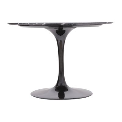 Mesa de jantar Tulipa Saarinen Redonda 124cm 6 lugares mmore Nero Marquina base Preta