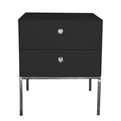 Mesa de cabeceira para quarto com 2 gavetas Preto  41cm