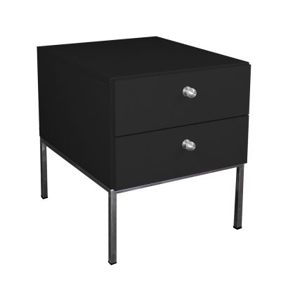 Mesa de cabeceira para quarto com 2 gavetas Preto  41cm