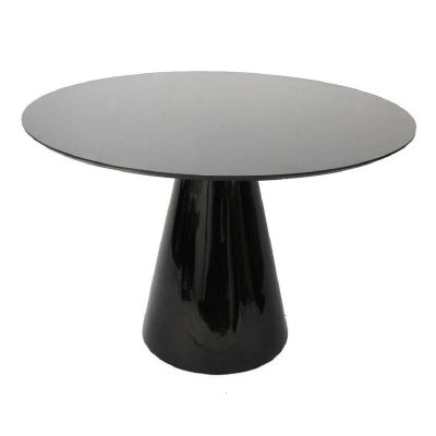 Mesa Jantar Cone para 4 cadeiras Preto Absoluto Redonda 107cm base Preta