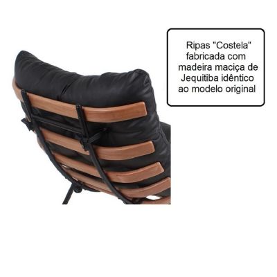 Poltrona Costela Massageadora e puff em Suede Marrom - Natural com Base Preta