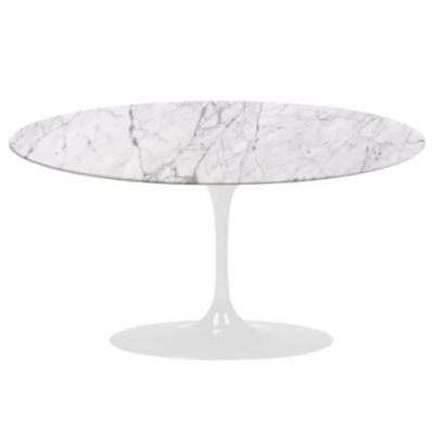 MESA SAARINEN TULIPA JANTAR OVAL (90X160x73cm) MRMORES E MADEIRA