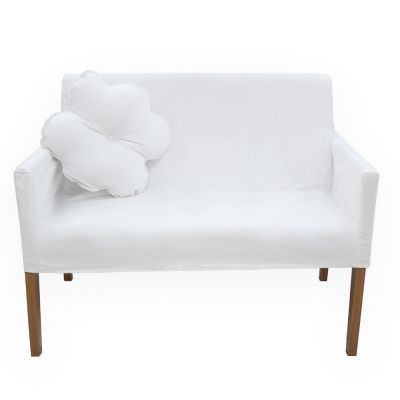 Poltrona 2 lugares Slimline em Linho com Capa de Sarja removvel e almofada decorativa