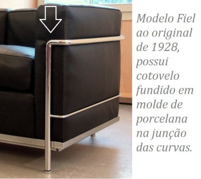 Estofado 3 Lugares Le Corbusier LC3 (Ao Cromado)