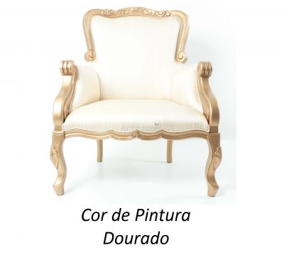 Poltrona, Cadeira Luiz XV Entalhada Cibeli Capiton Almofada Madeira Macia