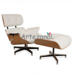 CONJ CHARLES EAMES COURO NATURAL BRANCO COM JACARAND