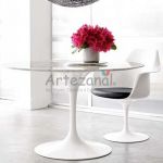 Mesa Saarinen Tulipa Jantar Redonda 90cm Carrara Venatino