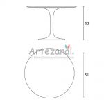 Mesa Lateral Saarinen redonda 51cm Madeira Freijo base Branca