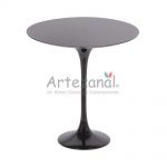 Mesa Lateral Saarinen redonda 41cm Preto Absoluto base Preta