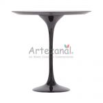 Mesa Lateral Saarinen redonda 41cm Preto Absoluto base Preta