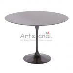 Mesa de jantar Tulipa Saarinen Redonda 107cm 4 lugares mrmore Sao Gabriel base Preta