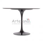 Mesa de jantar Tulipa Saarinen Redonda 107cm 4 lugares mrmore Sao Gabriel base Preta