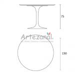 Mesa de jantar Tulipa Saarinen Redonda 150cm de 8 a 10 lugares Madeira Freijo base Preta