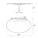 Mesa de jantar Tulipa Saarinen Oval 137x244cm de 8 a 10 lugares Madeira Imbuia base Preta