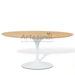 Mesa de jantar Tulipa Saarinen Oval 137x244cm de 8 a 10 lugares madeira Freijo base Branca