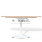 Mesa de jantar Tulipa Saarinen Oval 137x244cm de 8 a 10 lugares madeira Freijo base Branca