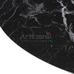 Mesa de jantar Tulipa Saarinen Oval 122x235cm de 6 a 8 lugares mrmore Nero Marquina base Preta