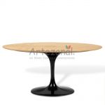 Mesa de jantar Tulipa Saarinen Oval 122x198cm de 6 a 8 lugares Madeira Freijo base Preta