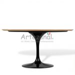 Mesa de jantar Tulipa Saarinen Oval 122x198cm de 6 a 8 lugares Madeira Freijo base Preta