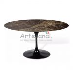 Mesa de jantar Tulipa Saarinen Oval 100x180cm de 4 a 6 lugares mrmore Imperial base Preta