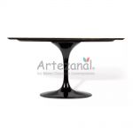 Mesa de jantar Tulipa Saarinen Oval 100x180cm de 4 a 6 lugares mrmore Imperial base Preta