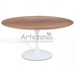 Mesa de jantar Tulipa Saarine Oval 100x180cm de 4 a 6 lugares Madeira Imbuia base Branca