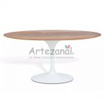 Mesa de jantar Tulipa Saarine Oval 100x180cm de 4 a 6 lugares Madeira Imbuia base Branca