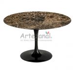 Mesa de jantar Tulipa Saarinen Redonda 137cm de 4 a 6 lugares mrmore Imperial base Preta