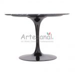 Mesa de jantar Tulipa Saarinen Redonda 124cm 6 lugares mmore Nero Marquina base Preta