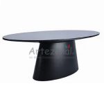 Mesa Jantar Cone de 4 a 6 Cadeiras Madeira Laqueada Preta Oval 90x160cm base Preta