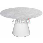 Mesa Jantar Cone para 4 cadeiras Carrara Redonda 107cm base Branca