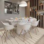 Mesa Jantar Cone de 4 a 6 Cadeiras Nanoglass Oval 90x160cm base Branca