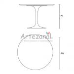 Mesa de jantar Tulipa Saarinen Redonda 90cm 3 lugares mrmore Sao Gabriel base Preta